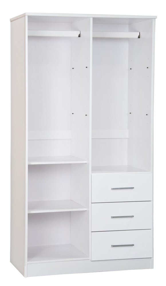 72" White Solid Wood Two Door Three Drawer Combo Dresser — view 10