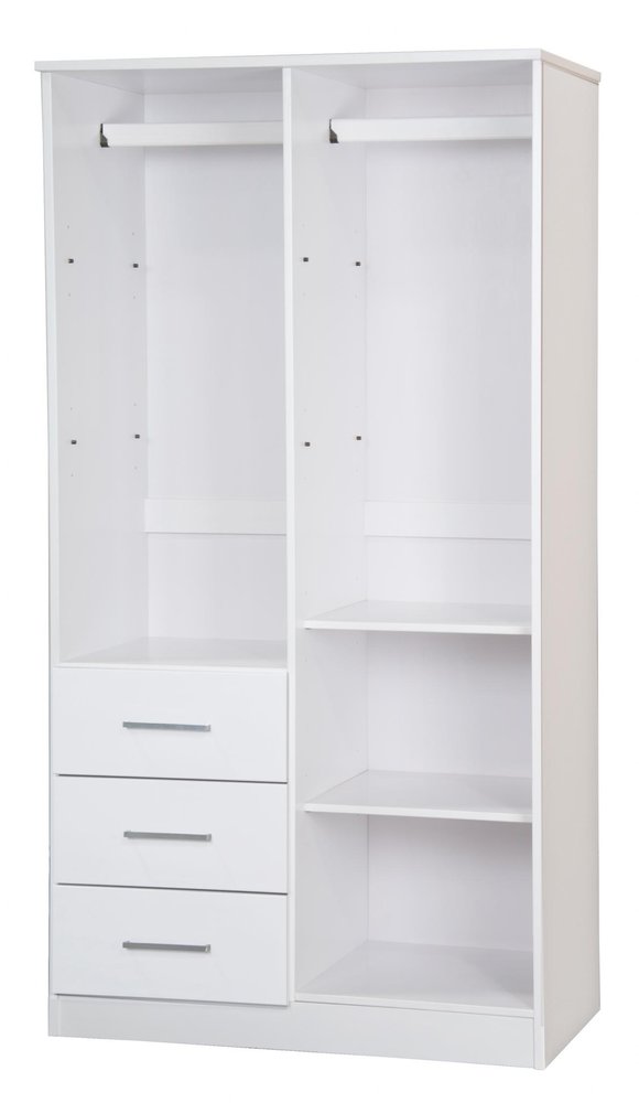 72" White Solid Wood Two Door Three Drawer Combo Dresser — view 4
