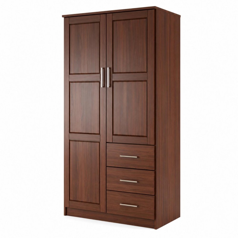 72" Coffee Raised Panel Solid Wood Two Door Three Drawer Combo Dresser