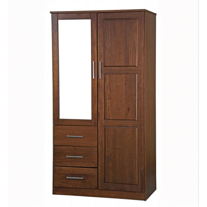 72" Coffee Solid Wood Mirrored Two Door Three Drawer Combo Dresser HomeRoots