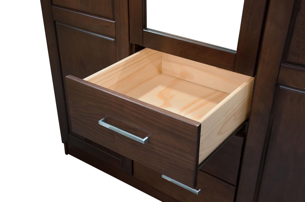 72" Coffee Solid Wood Mirrored Two Door Three Drawer Combo Dresser HomeRoots