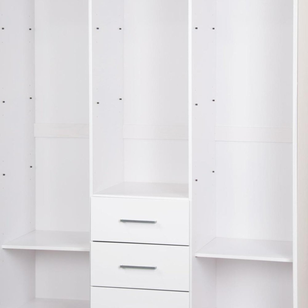 72" White Solid Wood Three Door Three Drawer Combo Dresser HomeRoots