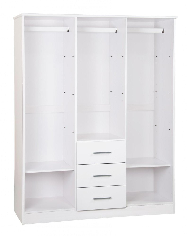 72" White Solid Wood Three Door Three Drawer Combo Dresser HomeRoots