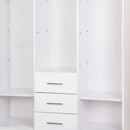 72" White Raised Panel Solid Wood Three Door Three Drawer Combo Dresser