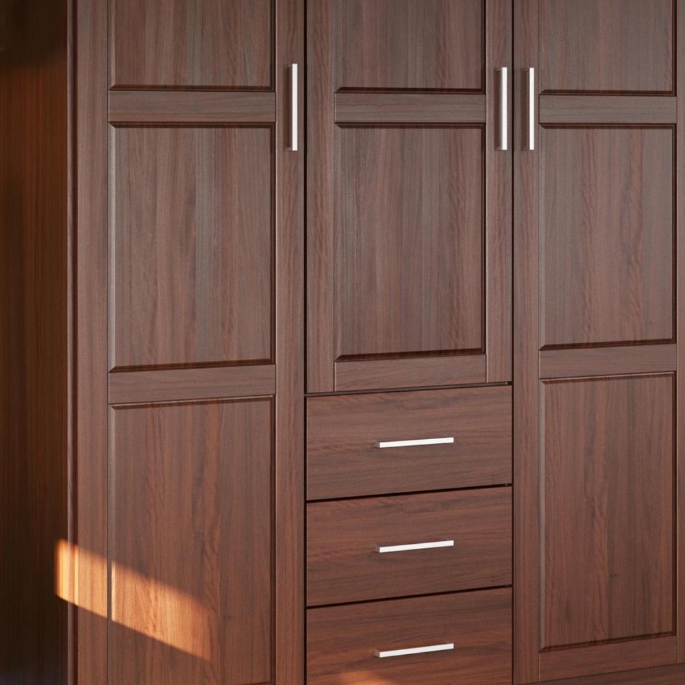 72" Coffee Solid Wood Three Door Three Drawer Combo Dresser HomeRoots