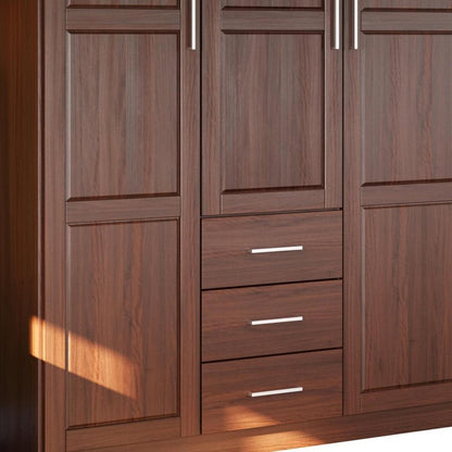 72" Coffee Solid Wood Three Door Three Drawer Combo Dresser HomeRoots