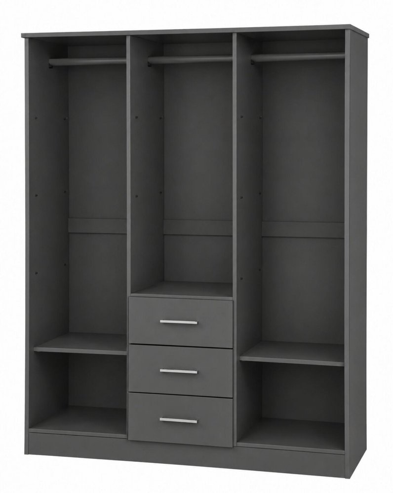 72" White Raised Panel Solid Wood Three Door Three Drawer Combo Dresser — view 15