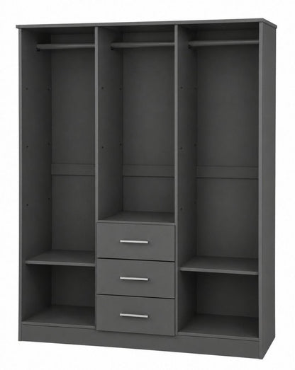 72" White Raised Panel Solid Wood Three Door Three Drawer Combo Dresser
