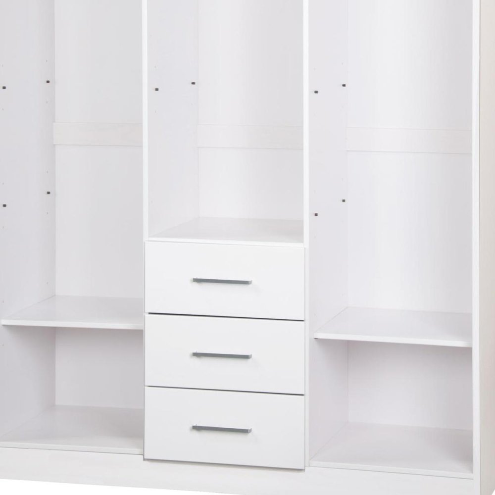 72" White Solid Wood Mirrored Three Door Three Drawer Combo Dresser HomeRoots