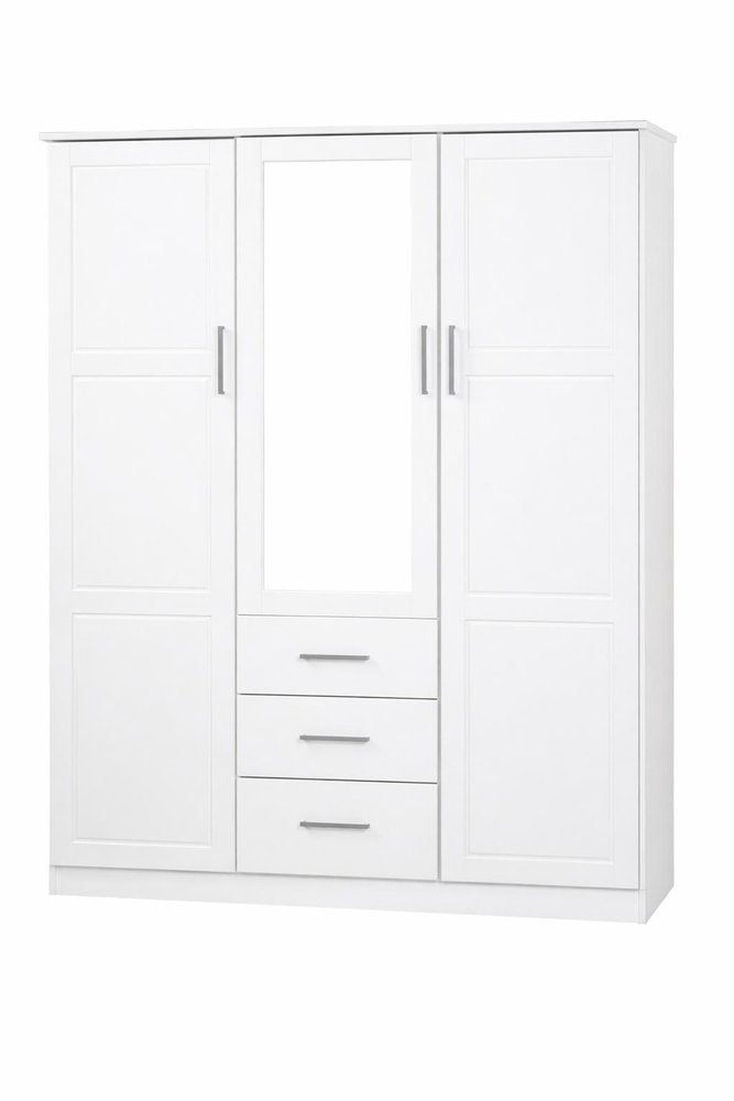 72" White Solid Wood Mirrored Three Door Three Drawer Combo Dresser HomeRoots