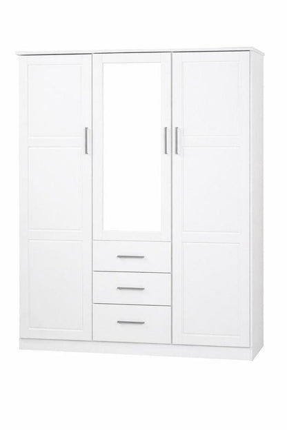 72" White Solid Wood Mirrored Three Door Three Drawer Combo Dresser HomeRoots