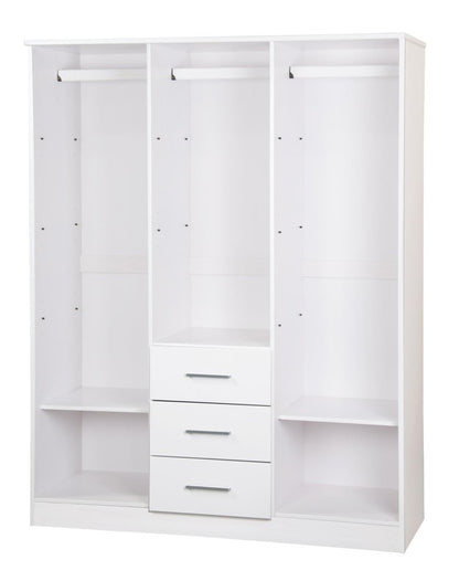 72" White Solid Wood Mirrored Three Door Three Drawer Combo Dresser HomeRoots