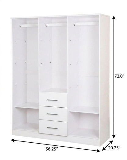 72" White Solid Wood Mirrored Three Door Three Drawer Combo Dresser HomeRoots