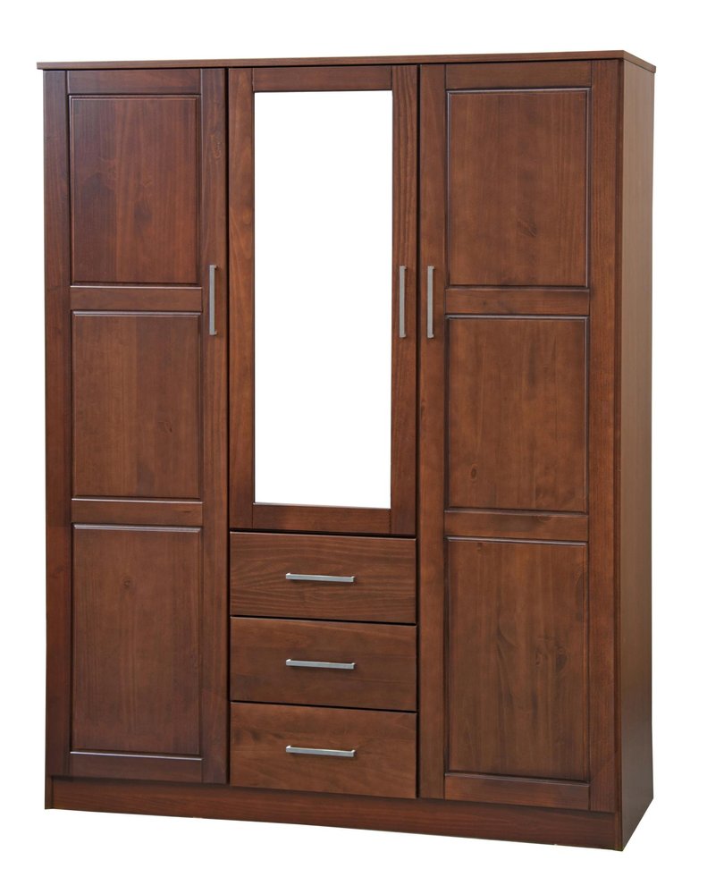 72" Coffee Solid Wood Mirrored Three Door Three Drawer Combo Dresser — view 1