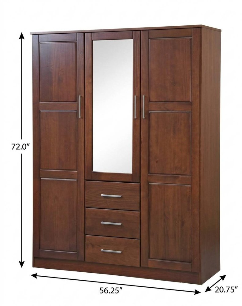 72" Coffee Solid Wood Mirrored Three Door Three Drawer Combo Dresser HomeRoots