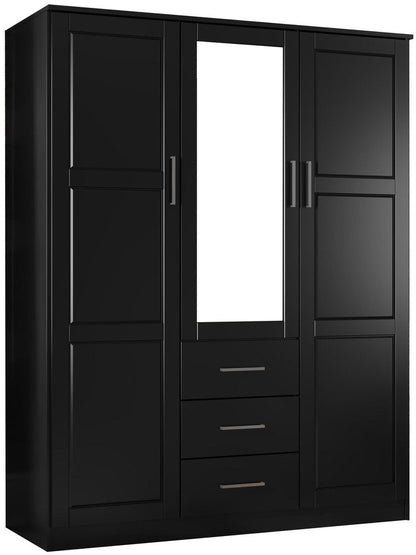 72" White Solid Wood Mirrored Three Door Three Drawer Combo Dresser HomeRoots