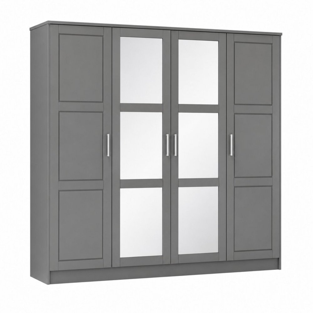 75" White Raised Panel Solid Wood Four Door Armoire Wardrobe — view 1