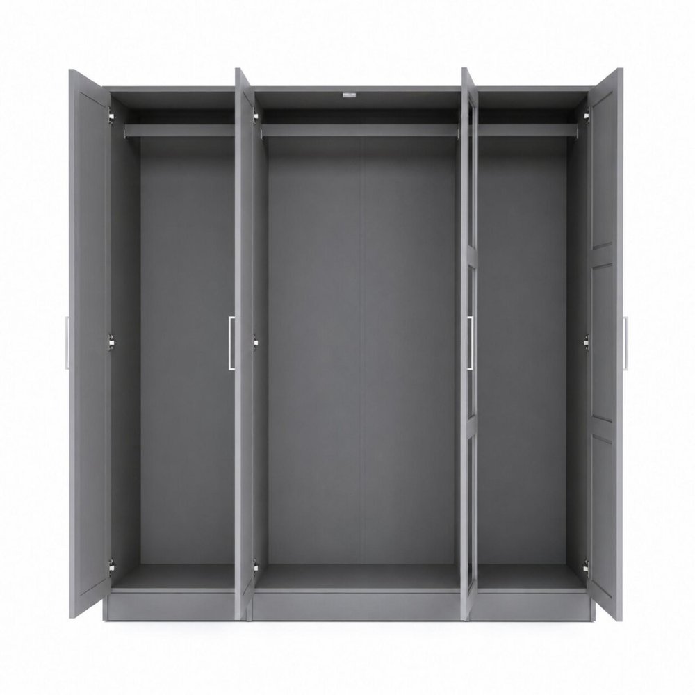 72" Gray Solid Wood Mirrored Four Door Combo Dresser HomeRoots
