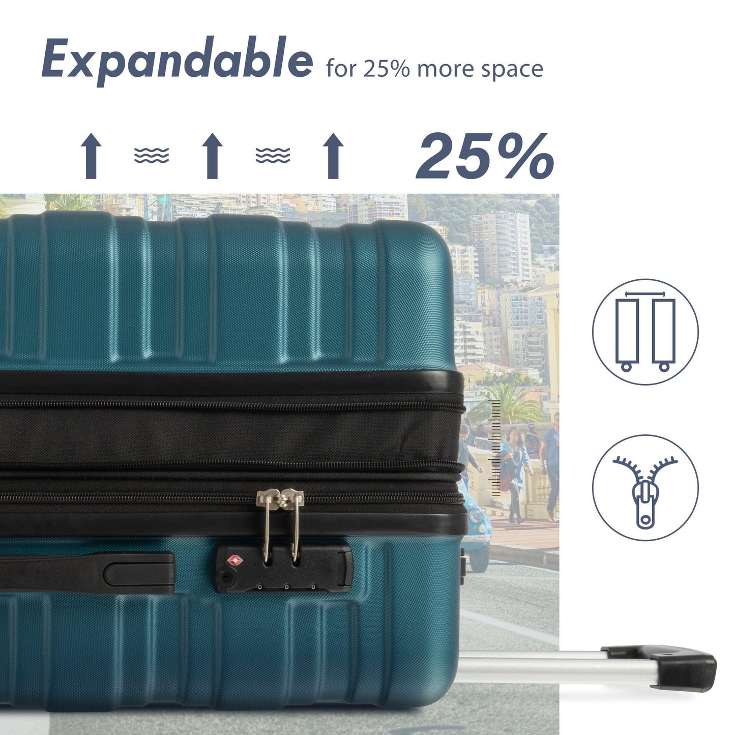 Merax Luggage with TSA Lock Spinner Wheels Hardside Expandable Luggage Travel Suitcase Carry on Luggage ABS 24" blue green - FurniFindUSA