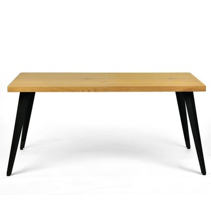 63" Walnut And Black Wood And Iron Dining Table HomeRoots