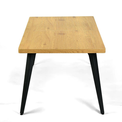 63" Natural And Black Wood And Iron Dining Table