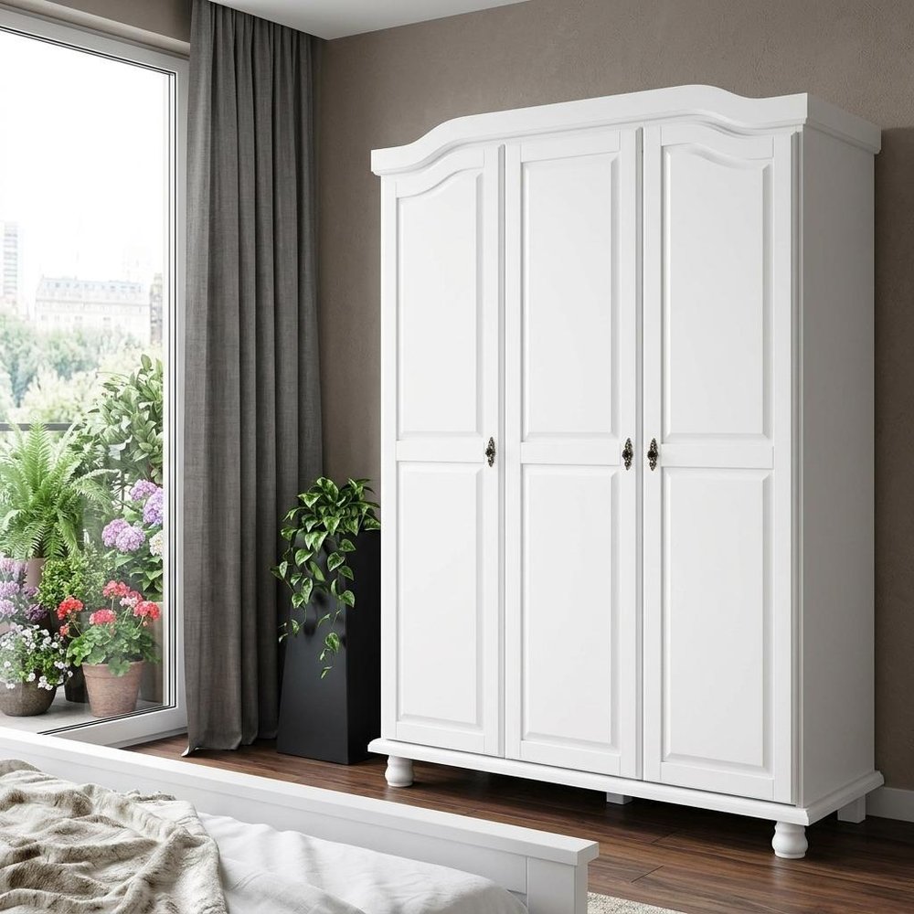 74" White Solid Wood Three Door Combo Dresser HomeRoots