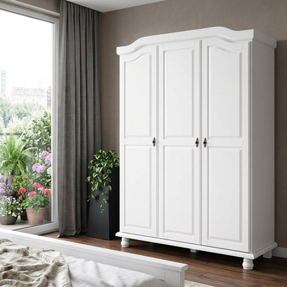 74" White Solid Wood Three Door Combo Dresser HomeRoots