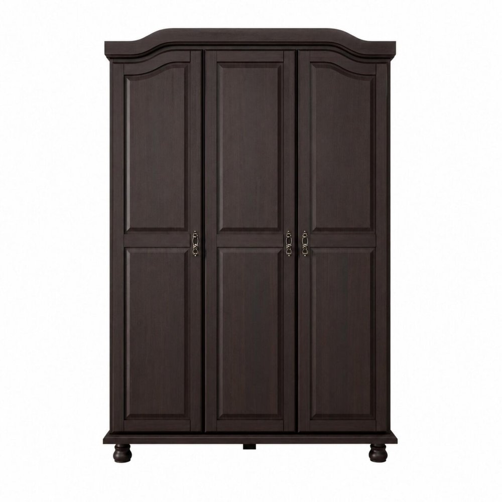 55" Espresso Raised Panel Solid Wood Three Door Armoire Wardrobe — view 1