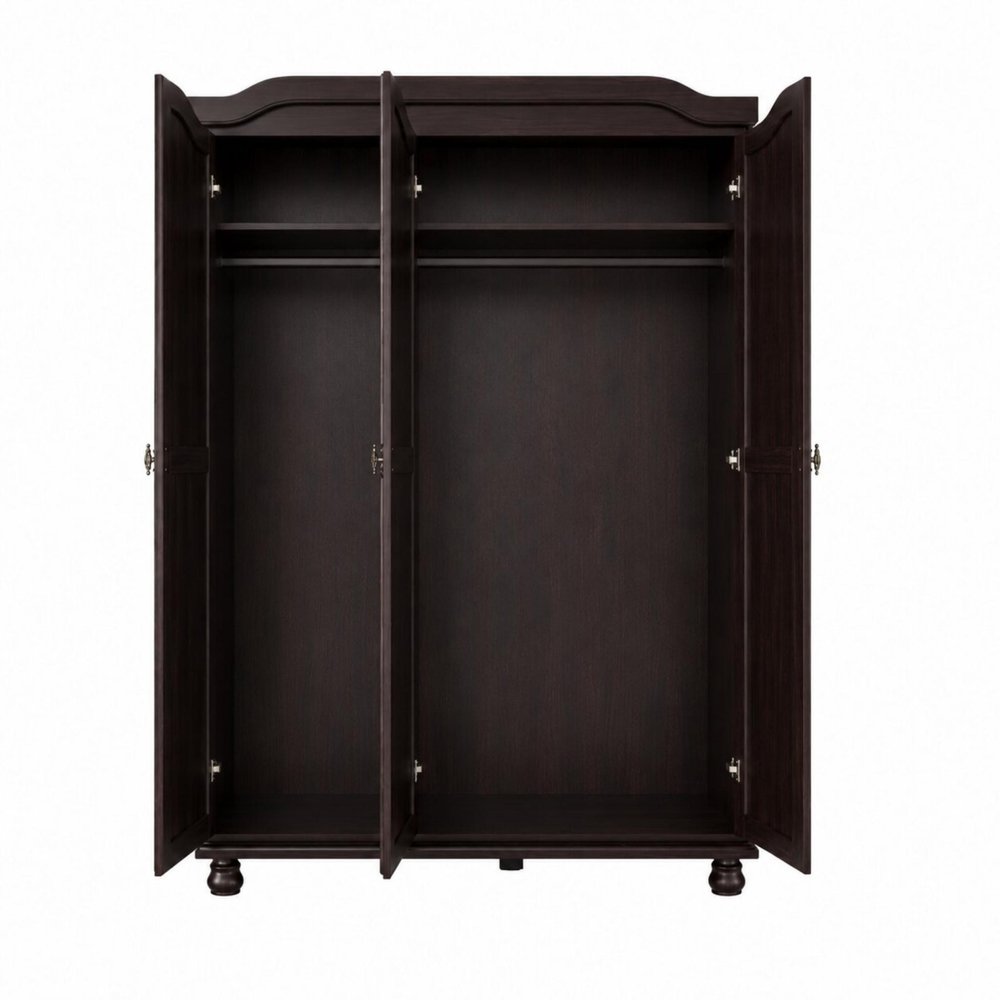 74" Espresso Solid Wood Three Door Combo Dresser — view 2