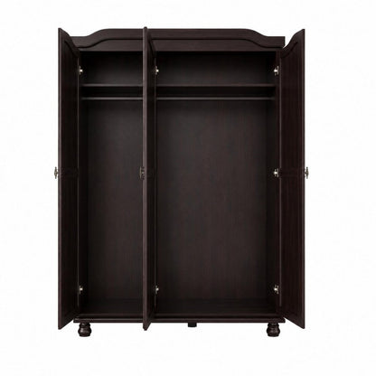 74" Espresso Solid Wood Three Door Combo Dresser HomeRoots