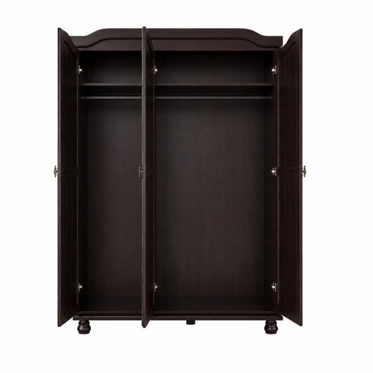 74" Espresso Solid Wood Three Door Combo Dresser