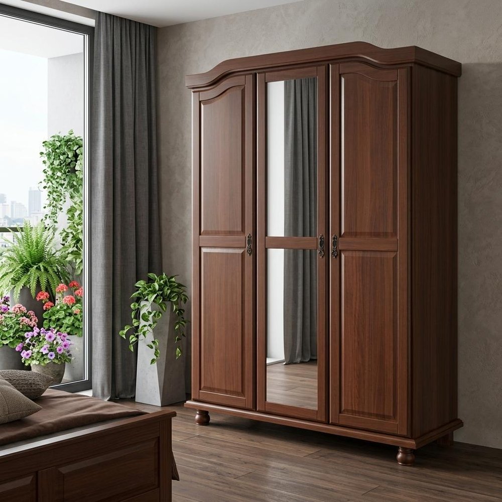 74" White Solid Wood Mirrored Three Door Combo Dresser HomeRoots