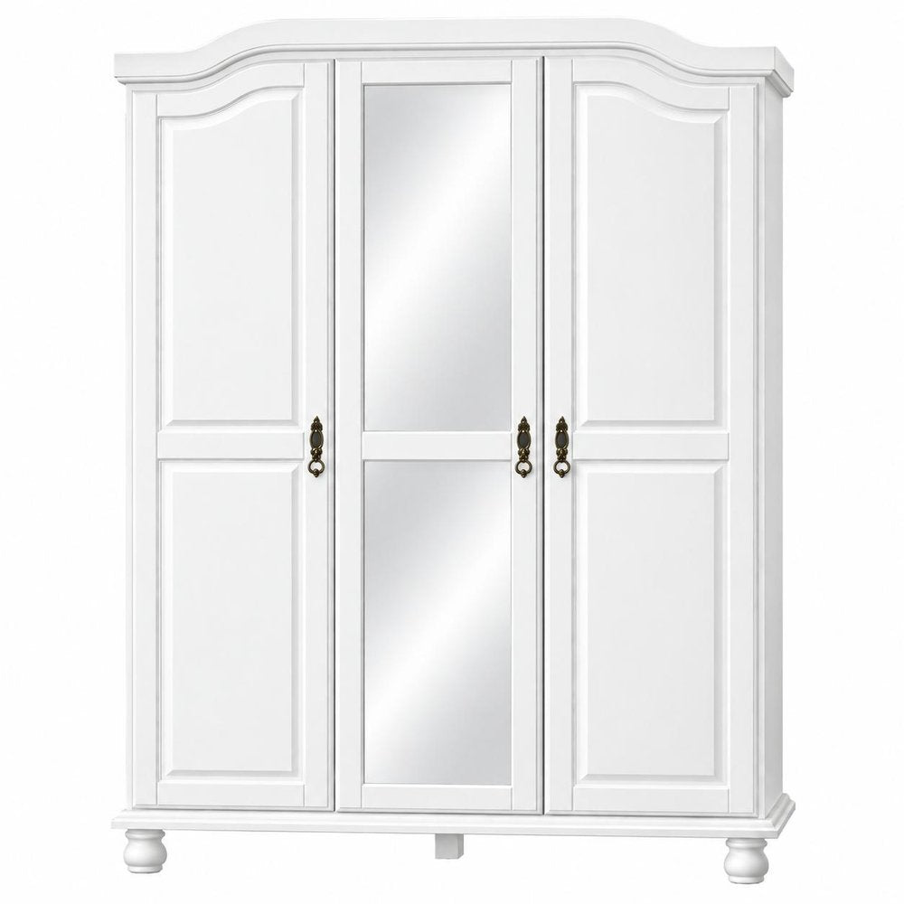 74" White Solid Wood Mirrored Three Door Combo Dresser HomeRoots