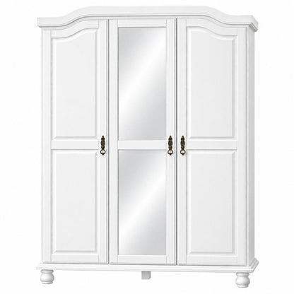 74" White Solid Wood Mirrored Three Door Combo Dresser HomeRoots