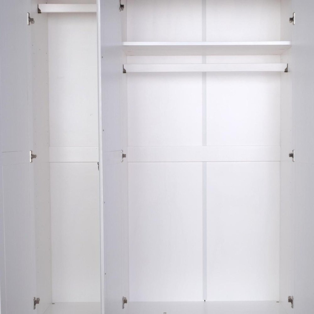 74" White Solid Wood Mirrored Three Door Combo Dresser — view 8