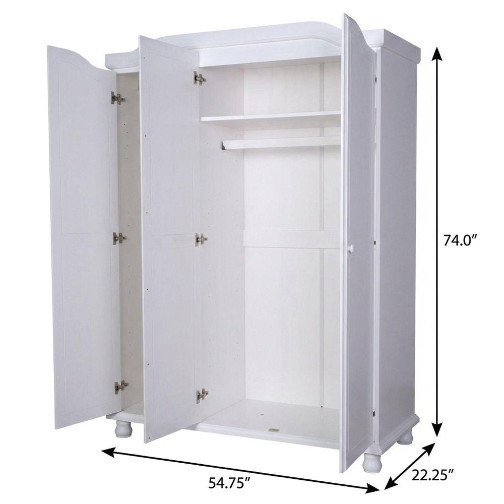 74" White Solid Wood Mirrored Three Door Combo Dresser — view 10