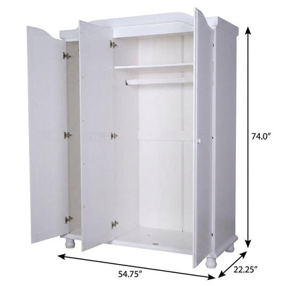 74" White Solid Wood Mirrored Three Door Combo Dresser HomeRoots