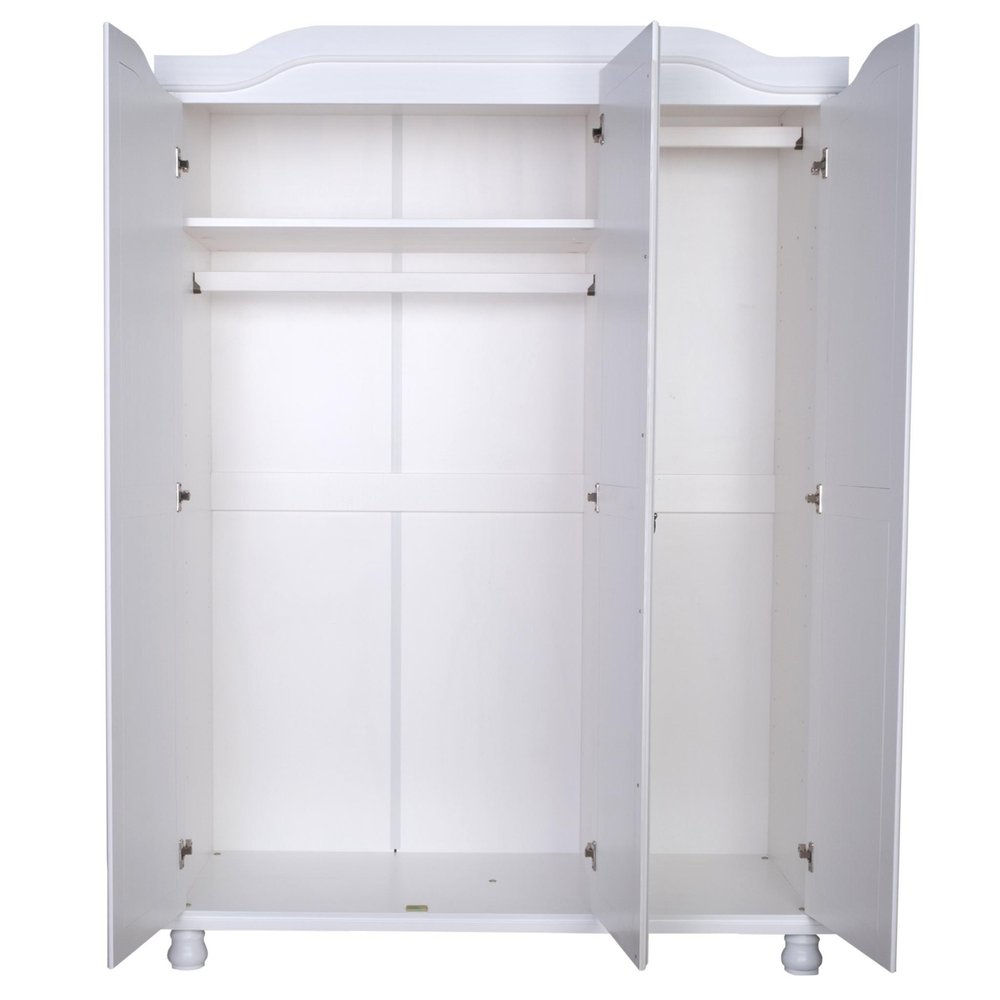 74" White Solid Wood Mirrored Three Door Combo Dresser — view 11