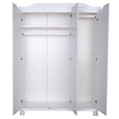 74" White Solid Wood Mirrored Three Door Combo Dresser HomeRoots