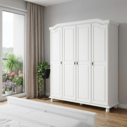 74" Coffee Solid Wood Four Door Combo Dresser HomeRoots