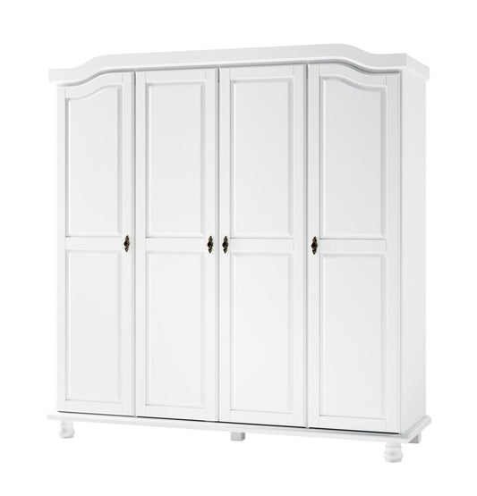 74" White Solid Wood Four Door Combo Dresser