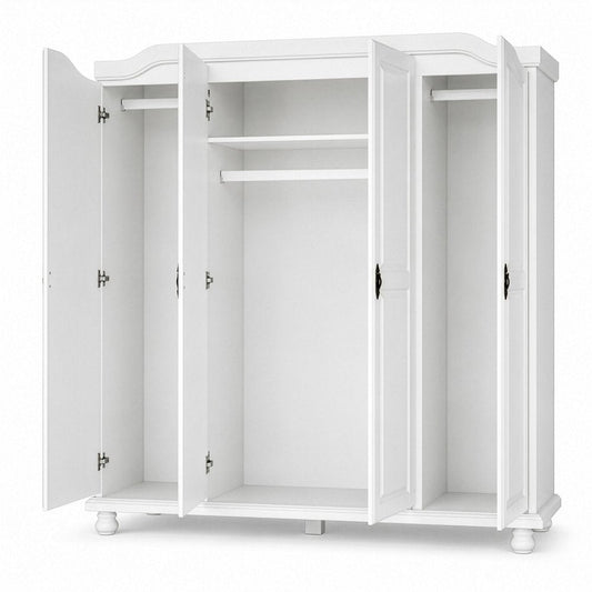 74" White Solid Wood Four Door Combo Dresser