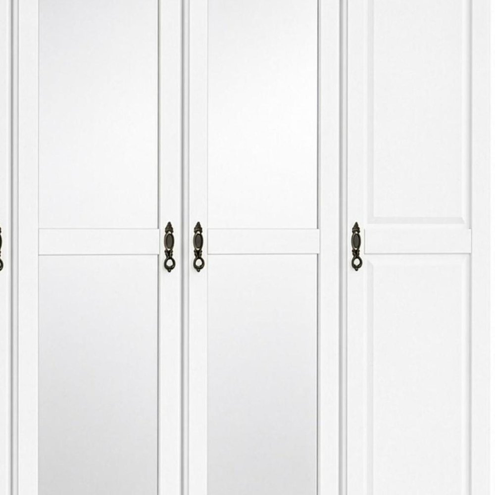 74" Coffee Solid Wood Mirrored Four Door Combo Dresser HomeRoots