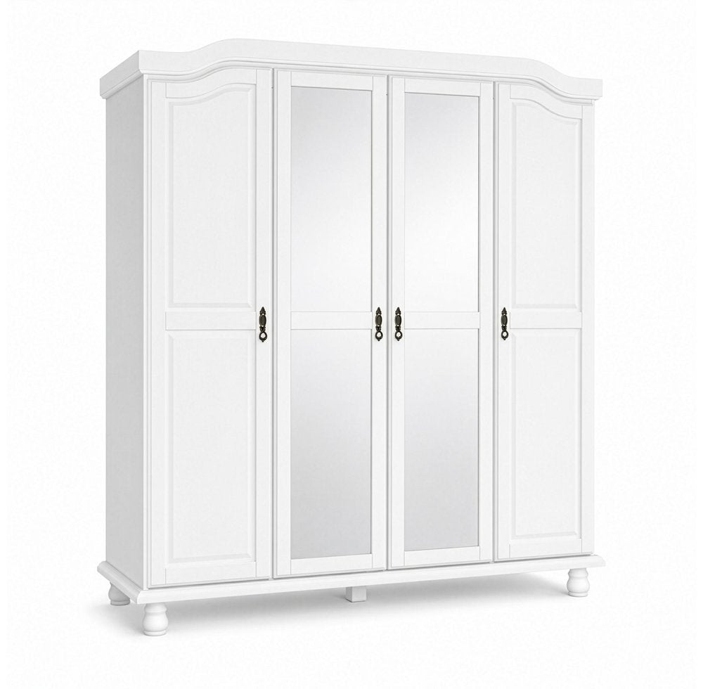 74" Coffee Solid Wood Mirrored Four Door Combo Dresser HomeRoots