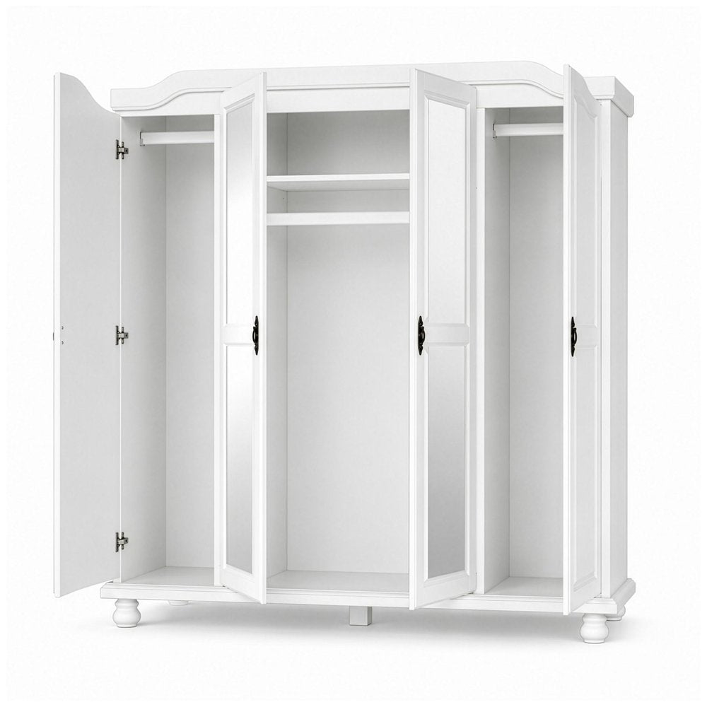 74" Coffee Solid Wood Mirrored Four Door Combo Dresser HomeRoots