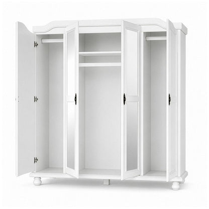 74" Coffee Solid Wood Mirrored Four Door Combo Dresser HomeRoots