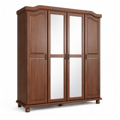 74" Coffee Solid Wood Mirrored Four Door Combo Dresser HomeRoots
