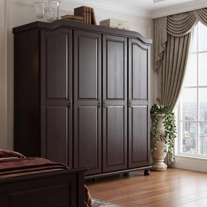 74" Dark Brown Solid Wood Four Door Combo Dresser HomeRoots