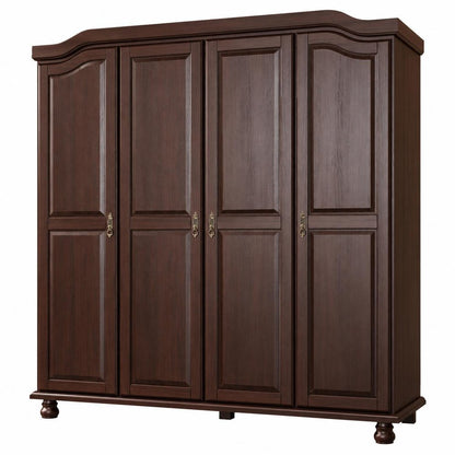 74" Dark Brown Solid Wood Four Door Combo Dresser HomeRoots