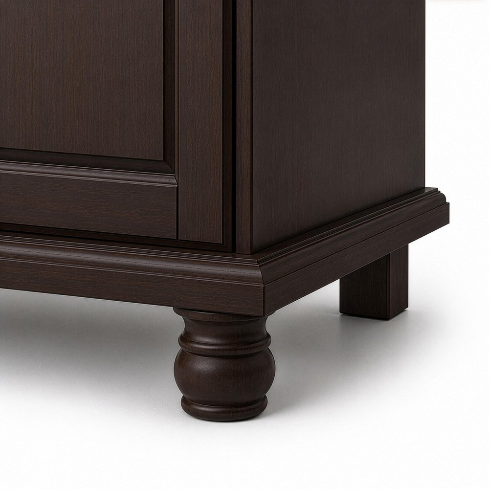 74" Dark Brown Solid Wood Four Door Combo Dresser — view 3